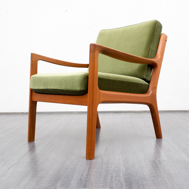 Armchairs in teak and green fabric, Ole WANSCHER - 1950s