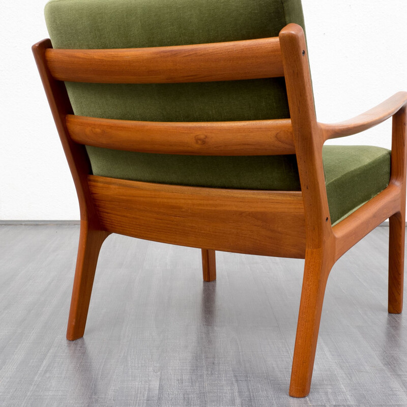 Armchairs in teak and green fabric, Ole WANSCHER - 1950s