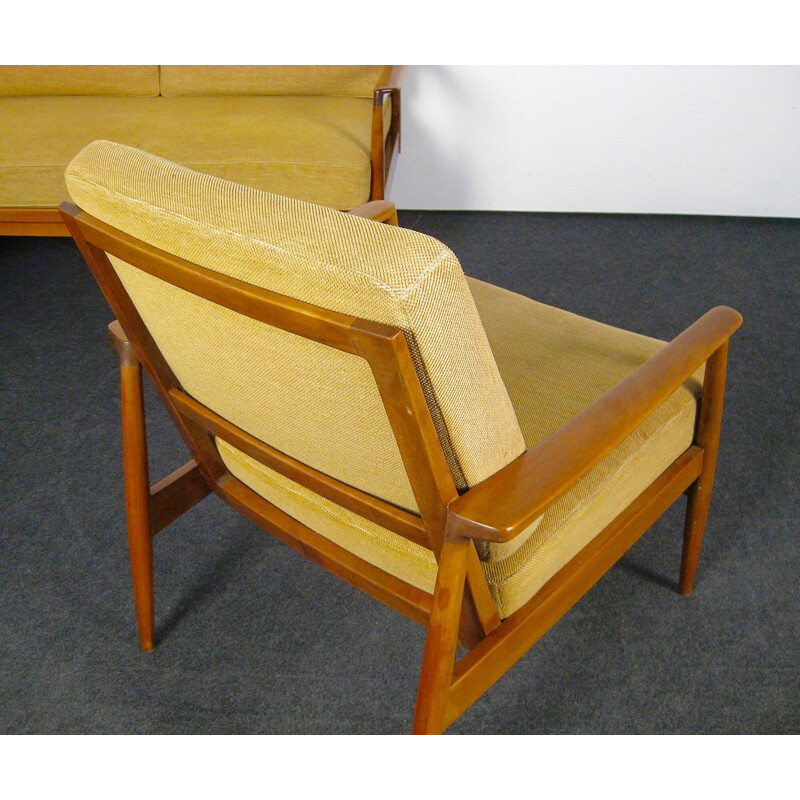 Vintage yellow living room set in wood - 1950s