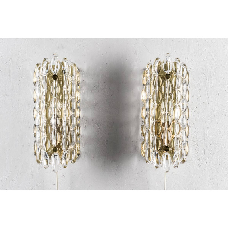 Set of 2 vintage wall sconces by Carl Fagerlund for Orrefors - 1960