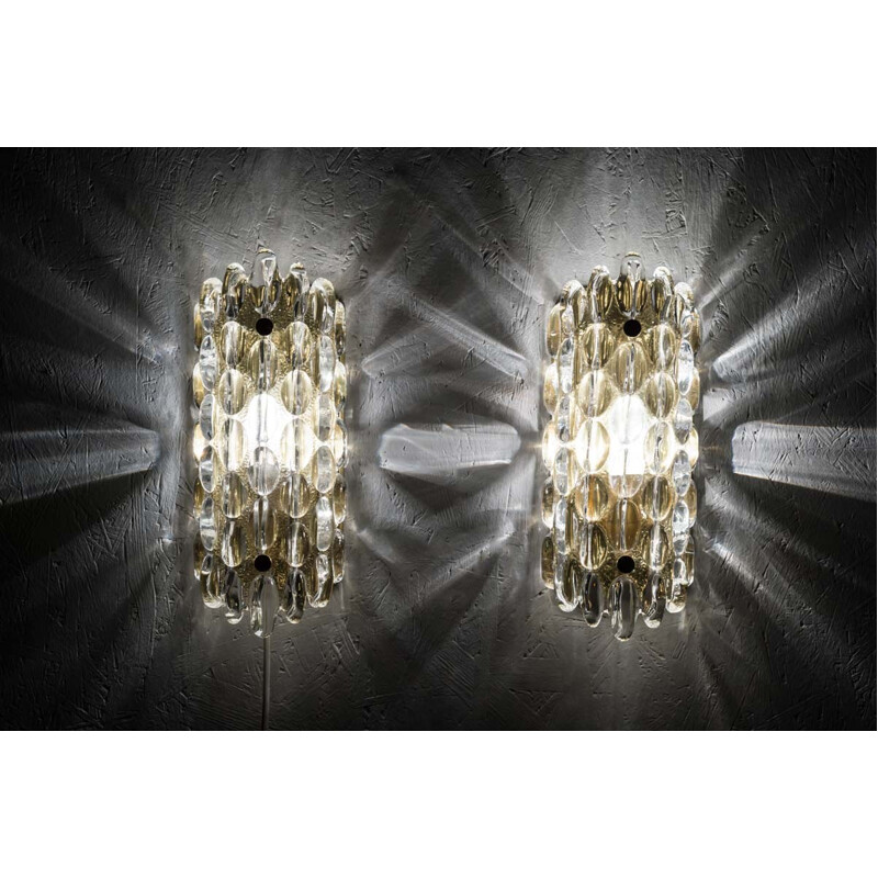 Set of 2 vintage wall sconces by Carl Fagerlund for Orrefors - 1960