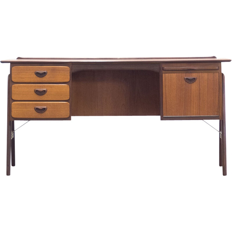 Vintage teak wood desk by Louis van Teeffelen for Wébé - 1950s