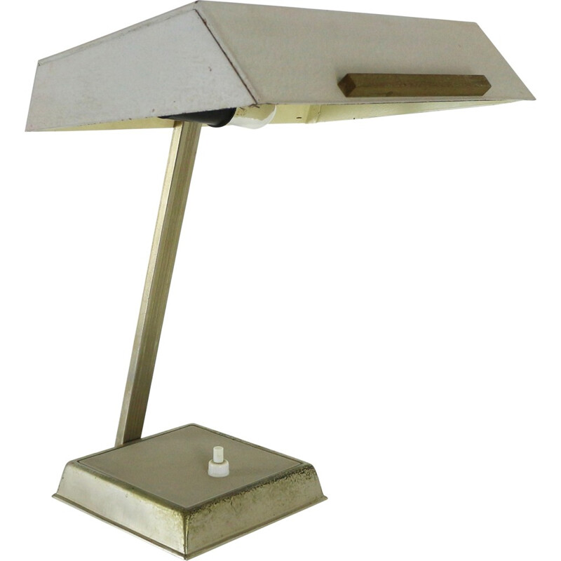 Lampe de bureau vintage en métal gris - 1960