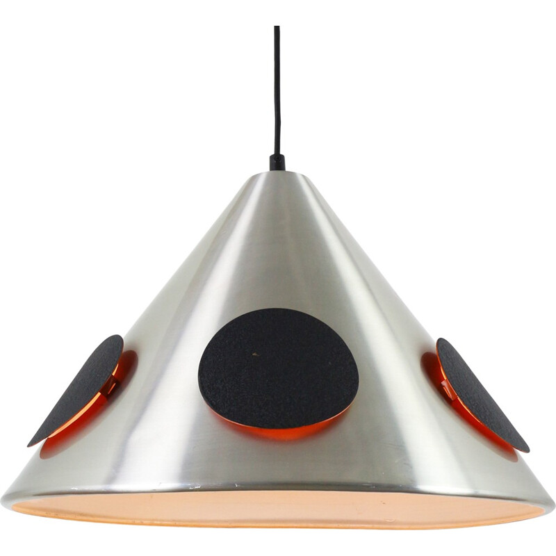 Vintage pendant light with illuminated black circular discs - 1960s