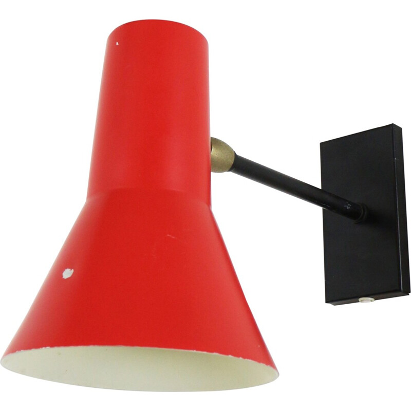 Vintage red and black wall light by J. Hoogervorst for Anvia - 1950s