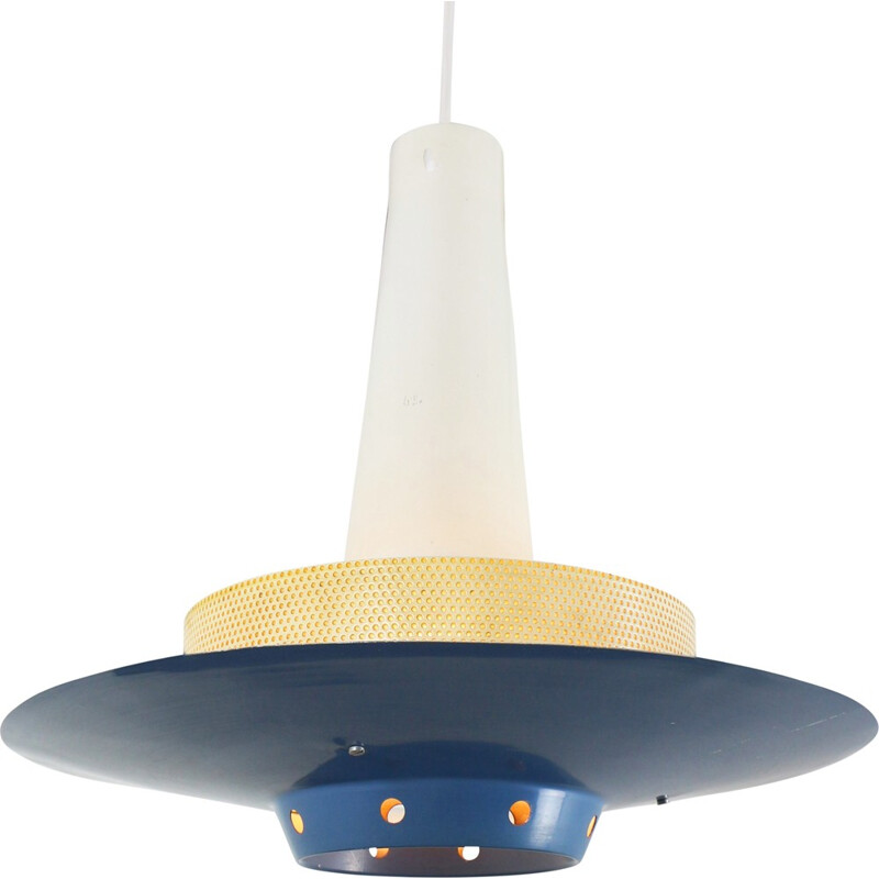 Vintage blue pendant light by Louis Kalff for Philips - 1950s