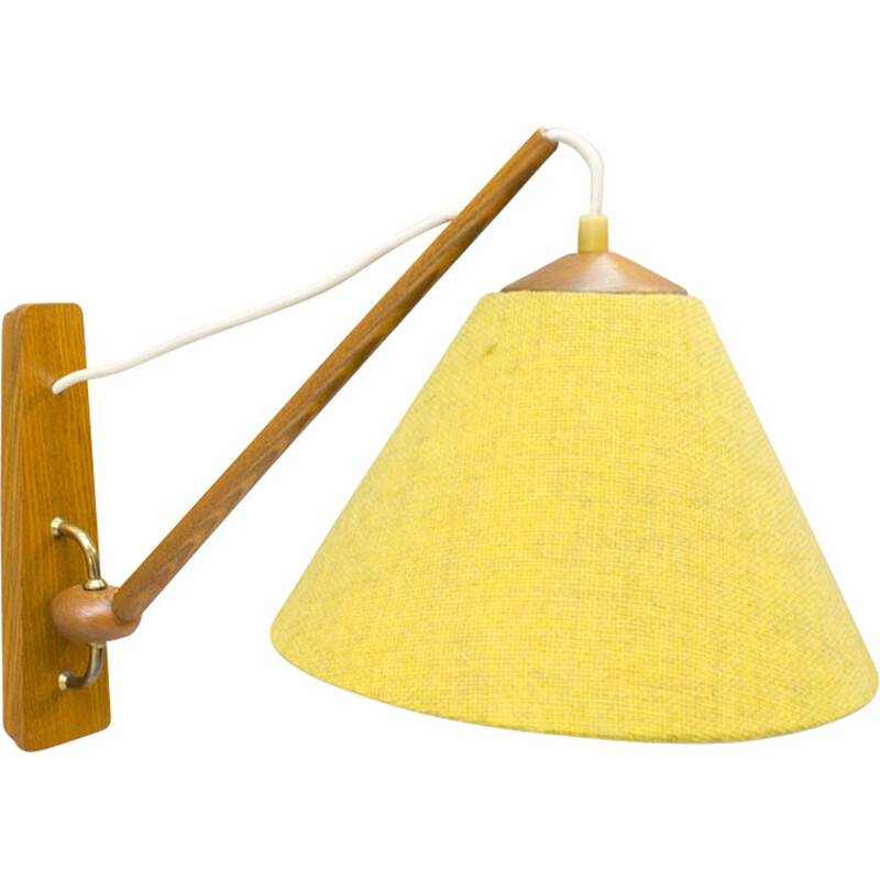 Scandinavian vintage wall lamp in wood, 1950