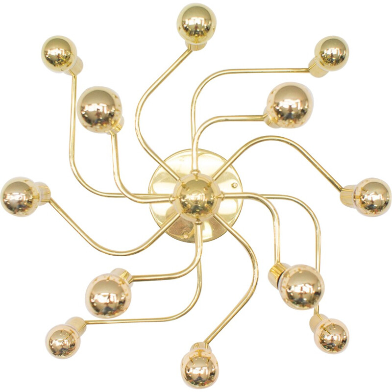 Vintage Italian Brass Chandelier - 1970s