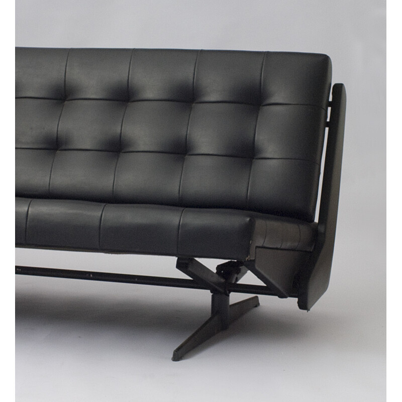 Vintage black convertible sofa - 1970s