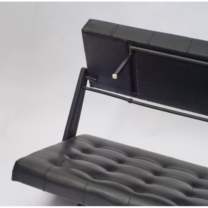 Vintage black convertible sofa - 1970s