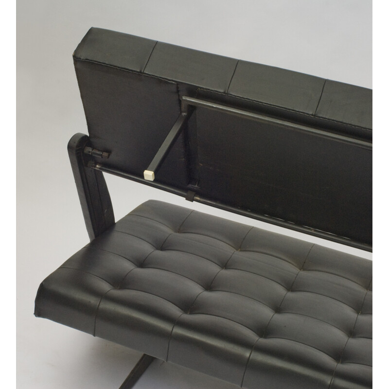 Vintage black convertible sofa - 1970s