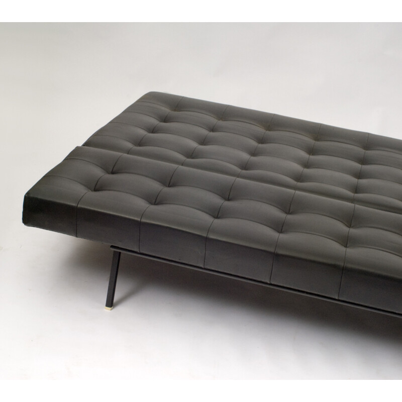 Vintage black convertible sofa - 1970s