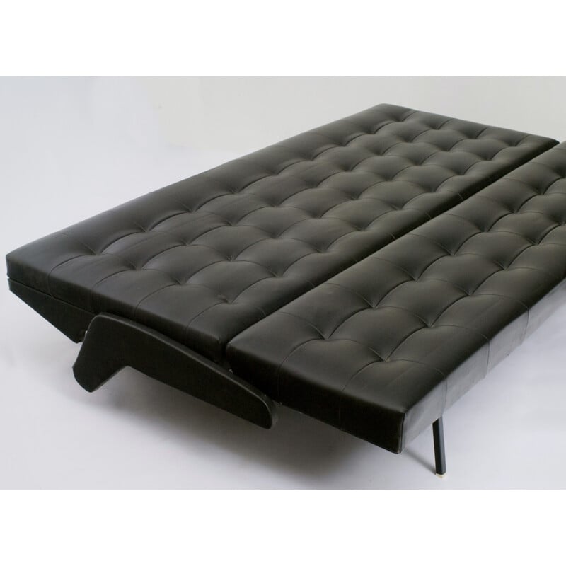 Vintage black convertible sofa - 1970s