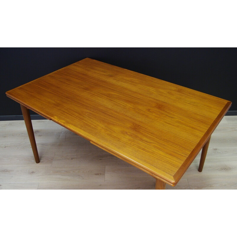 Table à repas vintage extensible plaqué en teck - 1960