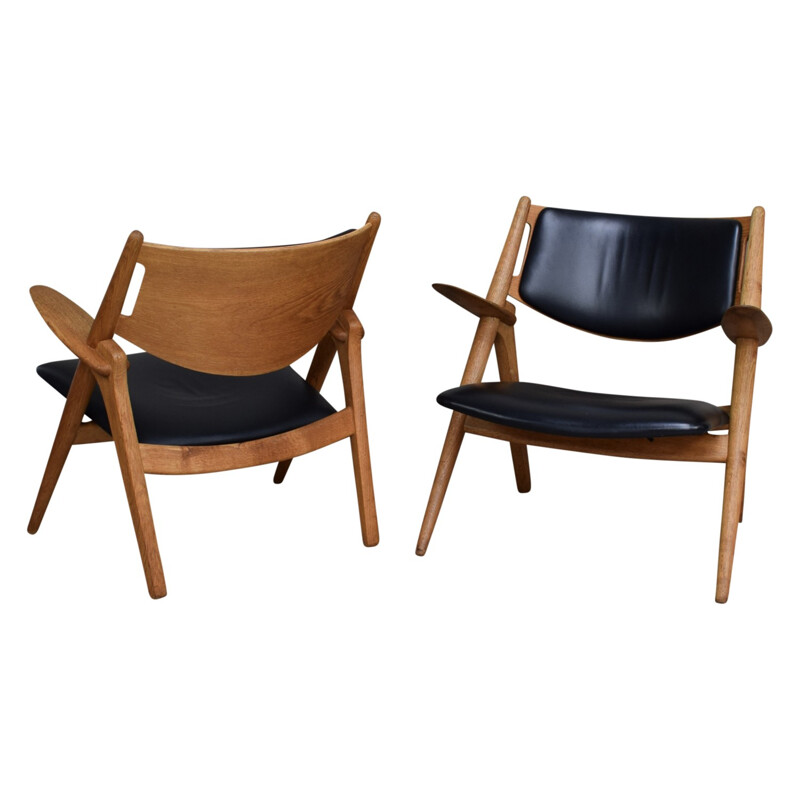 2 fauteuils vintage "Sawbuck" par Hans Wegner pour Carl Hansen & Son - 1950