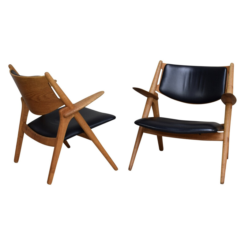 2 fauteuils vintage "Sawbuck" par Hans Wegner pour Carl Hansen & Son - 1950