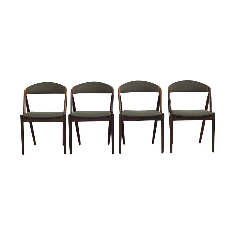 Ensemble de 4 chaises scandinaves en palissandre et tissu - 1960