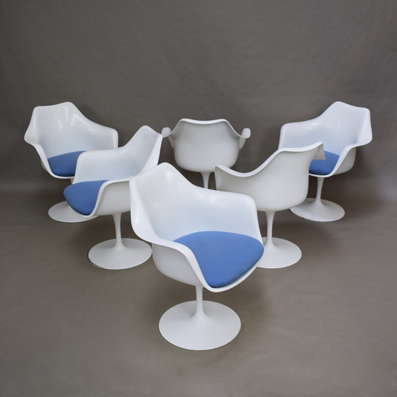 Vintage set of 6 "Tulip" dining chairs by Eero Saarinen for Knoll - 1950s