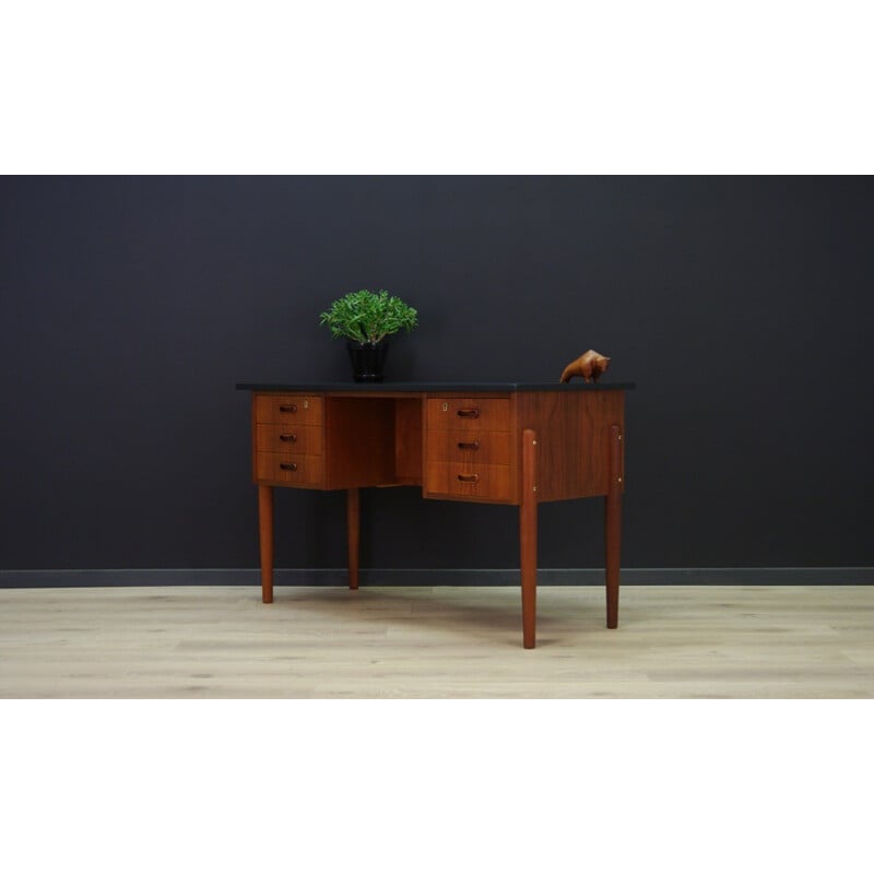 Vintage Danish veneered with teak writing desk - 1960s