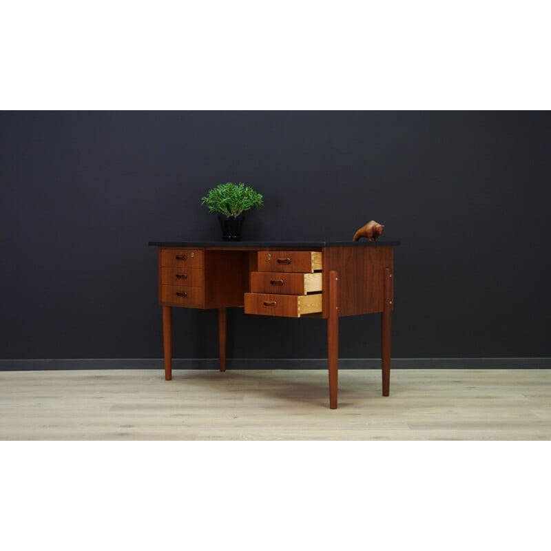 Vintage Danish veneered with teak writing desk - 1960s