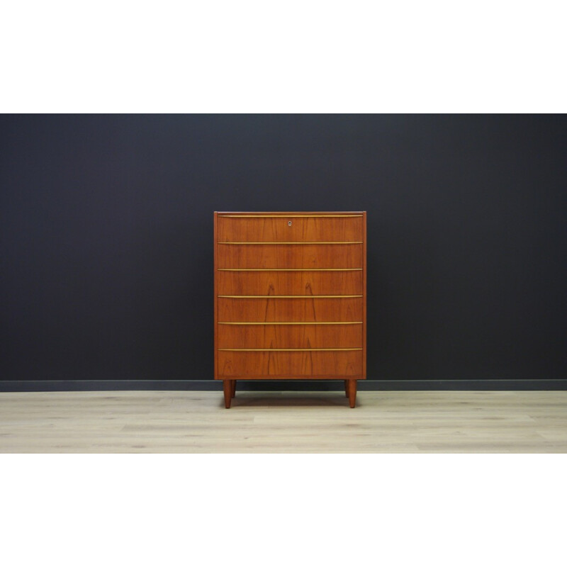 Vintage veneered with teak chest of drawers - 1960s