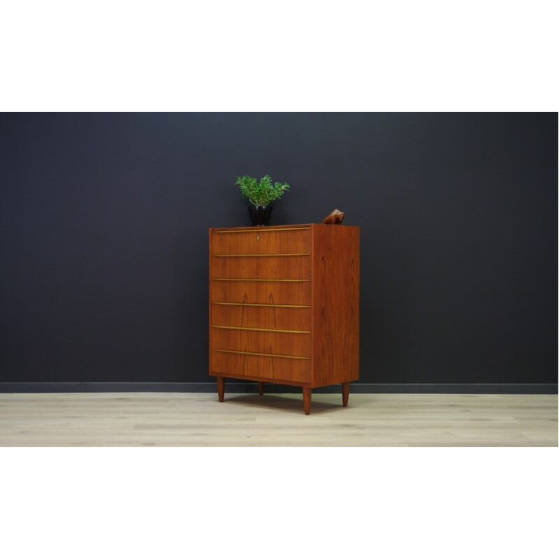 Vintage veneered with teak chest of drawers - 1960s