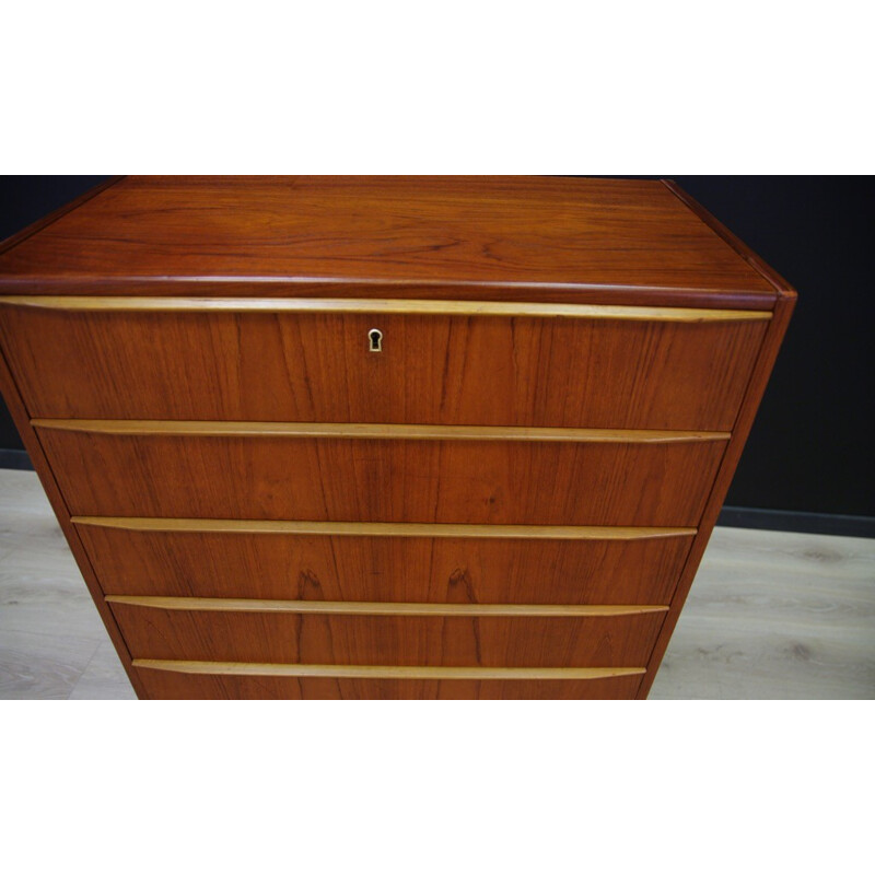 Vintage veneered with teak chest of drawers - 1960s