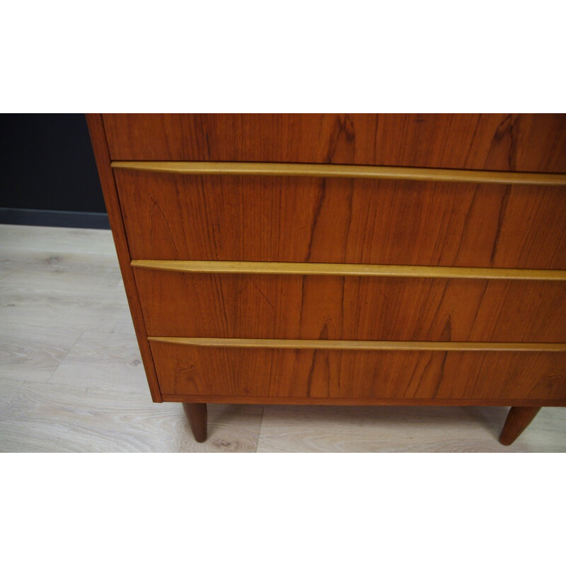 Vintage veneered with teak chest of drawers - 1960s