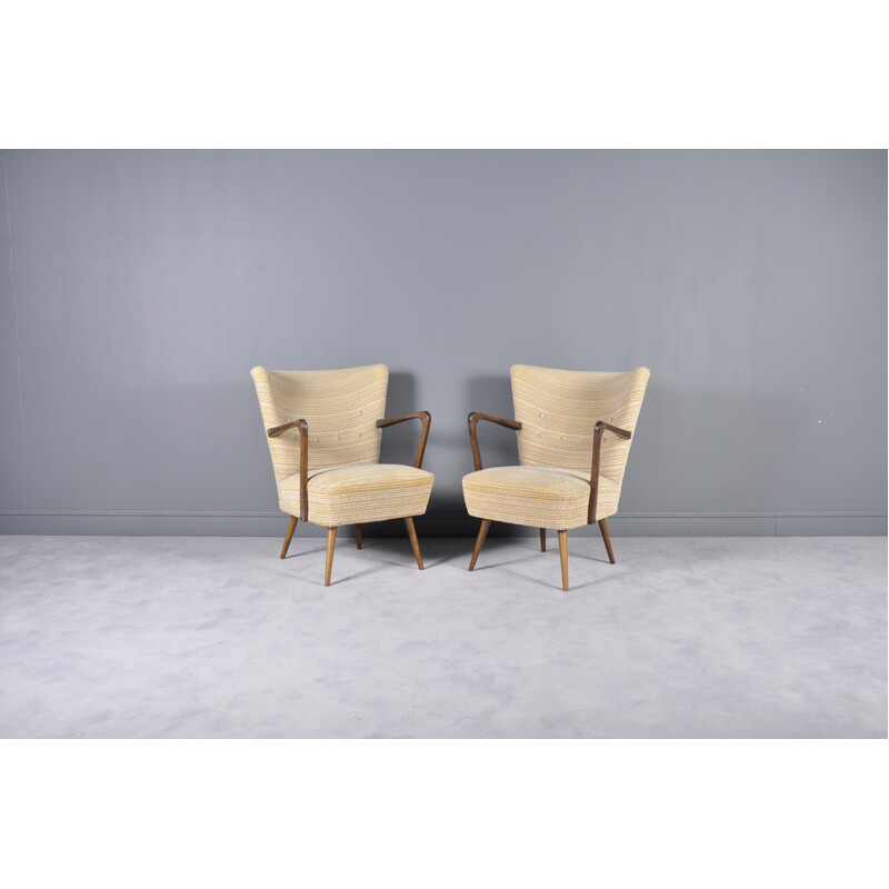 Vintage German set of 2 beige armchairs - 1960s