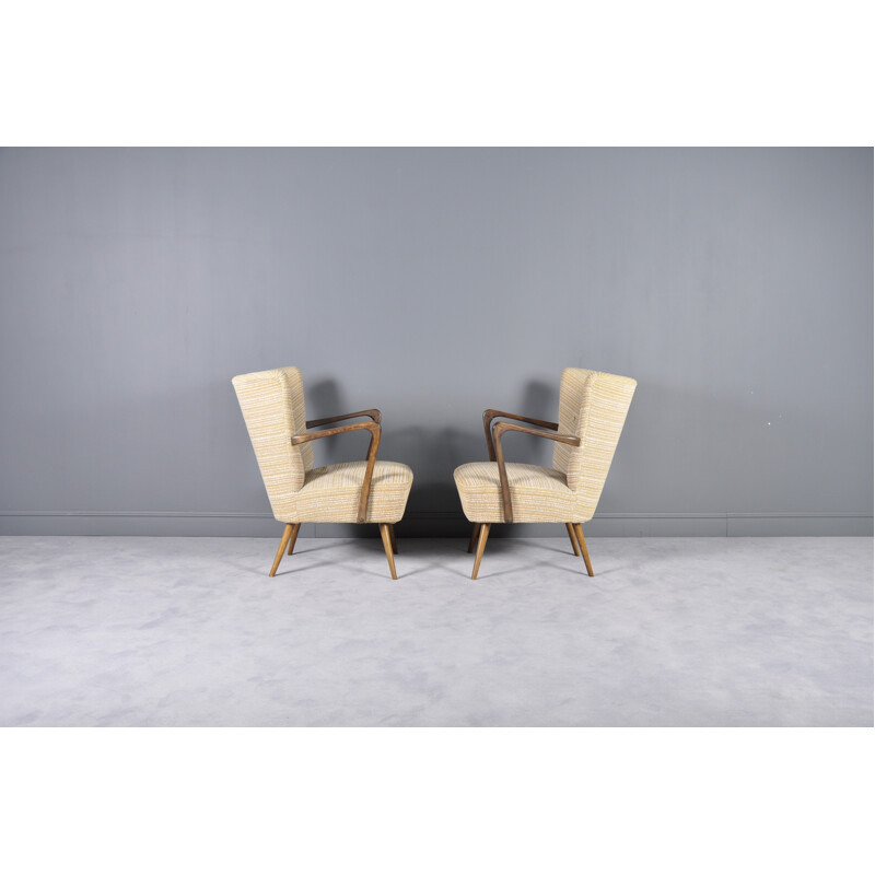 Vintage German set of 2 beige armchairs - 1960s