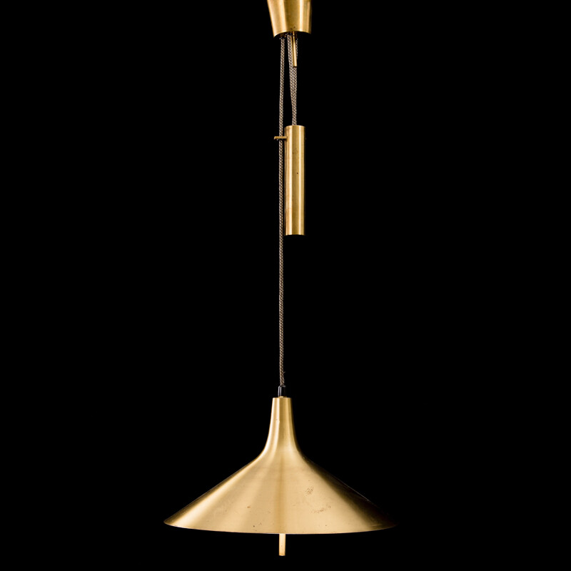 Vintage brass counterbalanced pendant lamp - 1960s