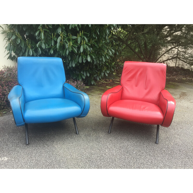 Vintage pair of "Lady chair" armchairs by Marco Zanuso for Artflex - 1950s
