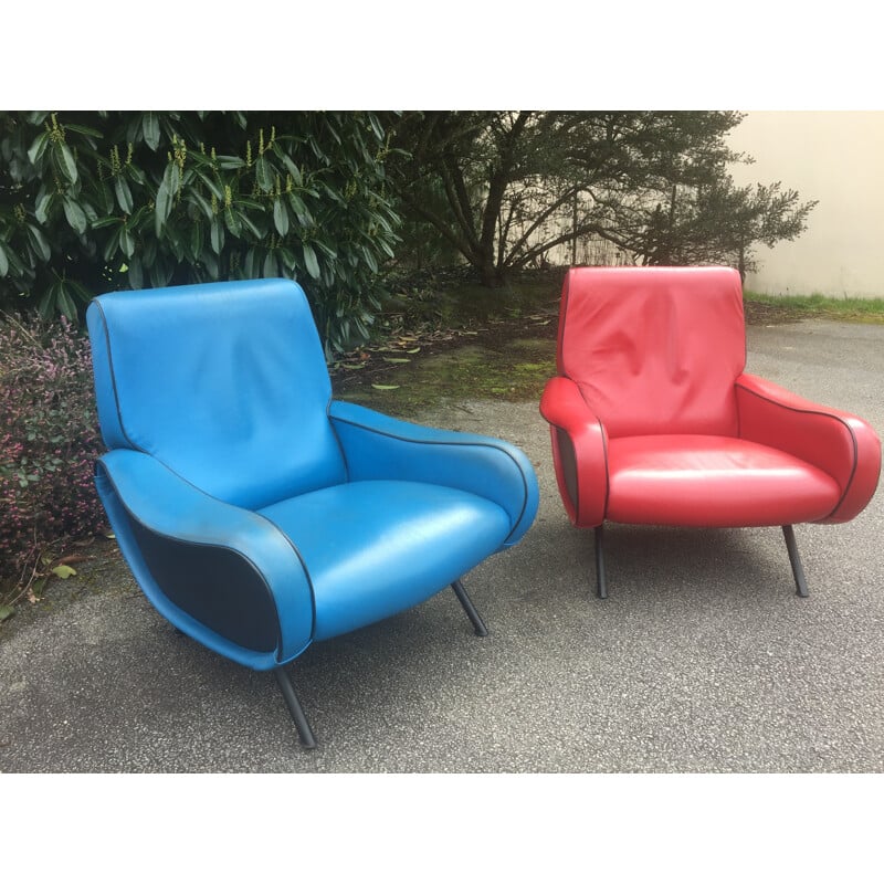 Vintage pair of "Lady chair" armchairs by Marco Zanuso for Artflex - 1950s