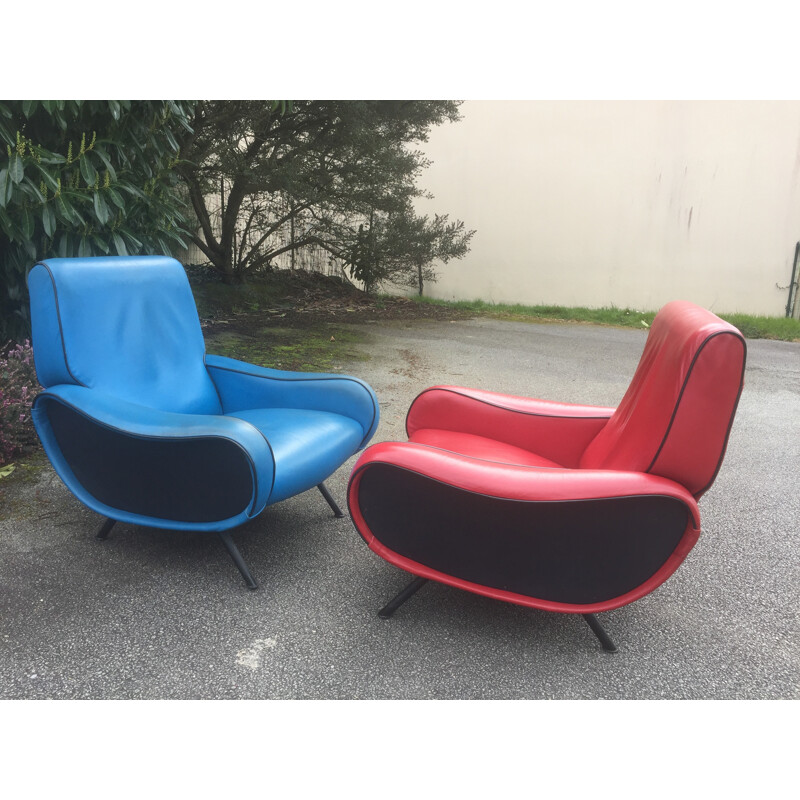 Vintage pair of "Lady chair" armchairs by Marco Zanuso for Artflex - 1950s