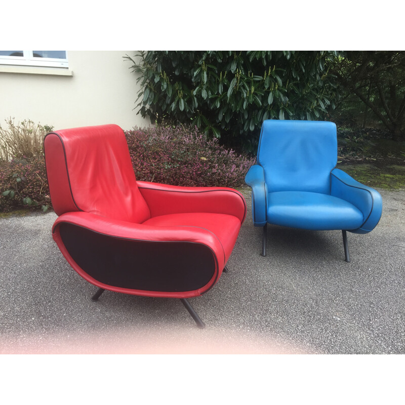 Vintage pair of "Lady chair" armchairs by Marco Zanuso for Artflex - 1950s