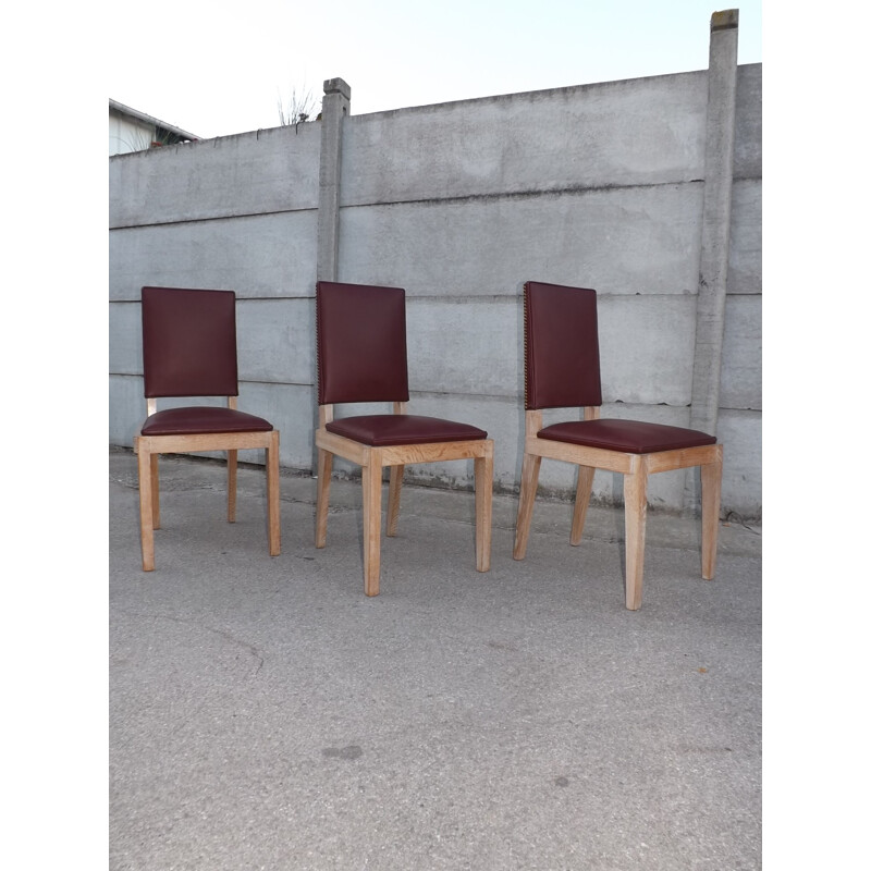 Set of 3 vintage office chairs by Charles Dudouyt - 1940s