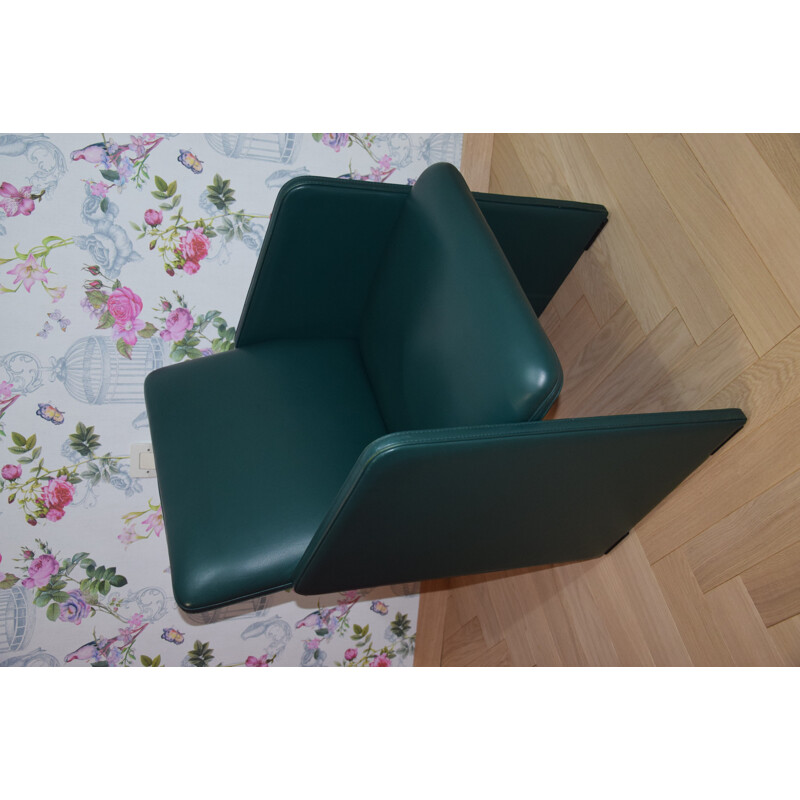 Vintage armchair in green leather by Luigi Massoni - 1970s