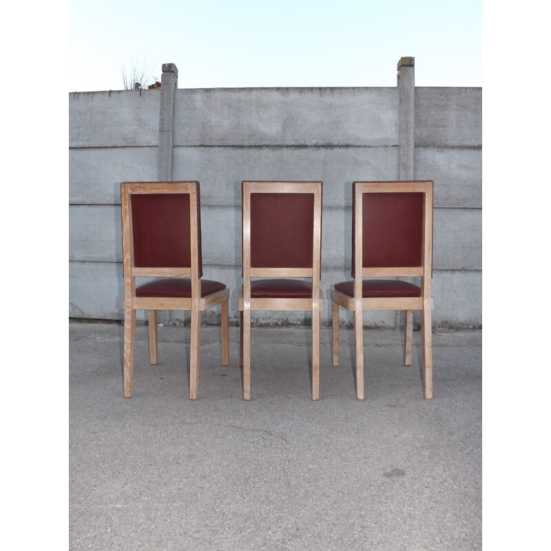 Set of 3 vintage office chairs by Charles Dudouyt - 1940s