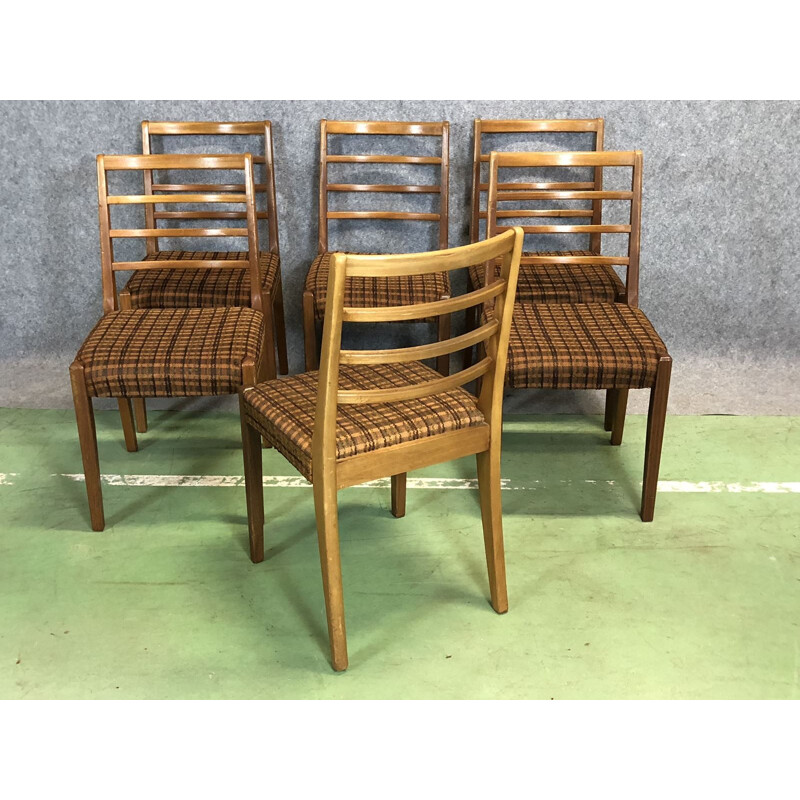 Set of 6 vintage dining chairs in teak - 1970s