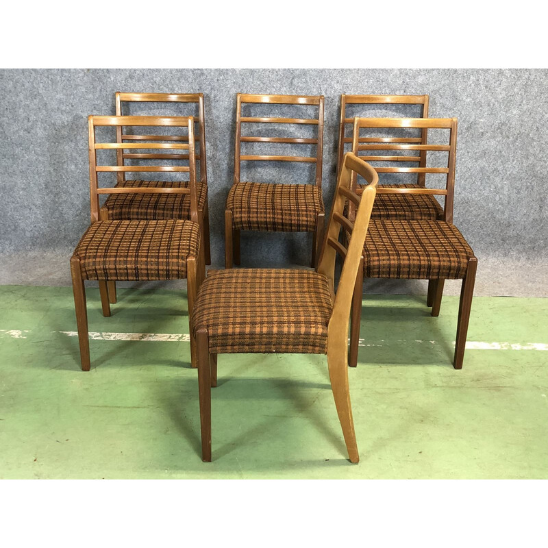 Set of 6 vintage dining chairs in teak - 1970s