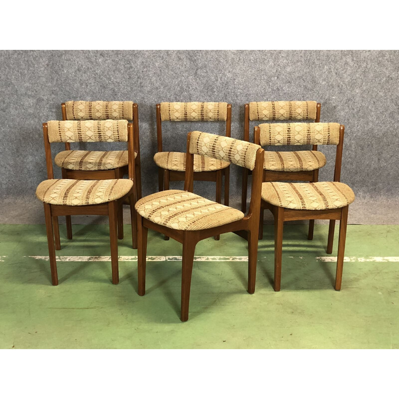 Set of 6 vintage chairs in teak - 1970s