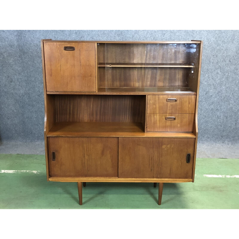 Vintage sideboard made of teak and glass - 1970s