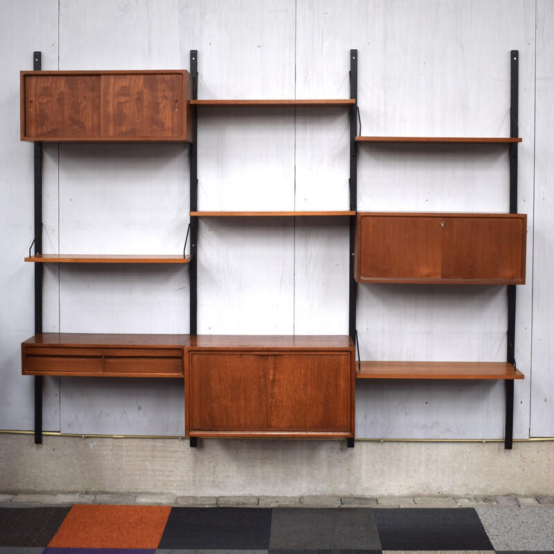 Vintage wall unit in teak by Poul Cadovius - 1950s