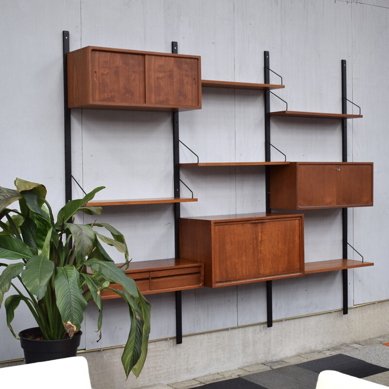 Vintage wall unit in teak by Poul Cadovius - 1950s