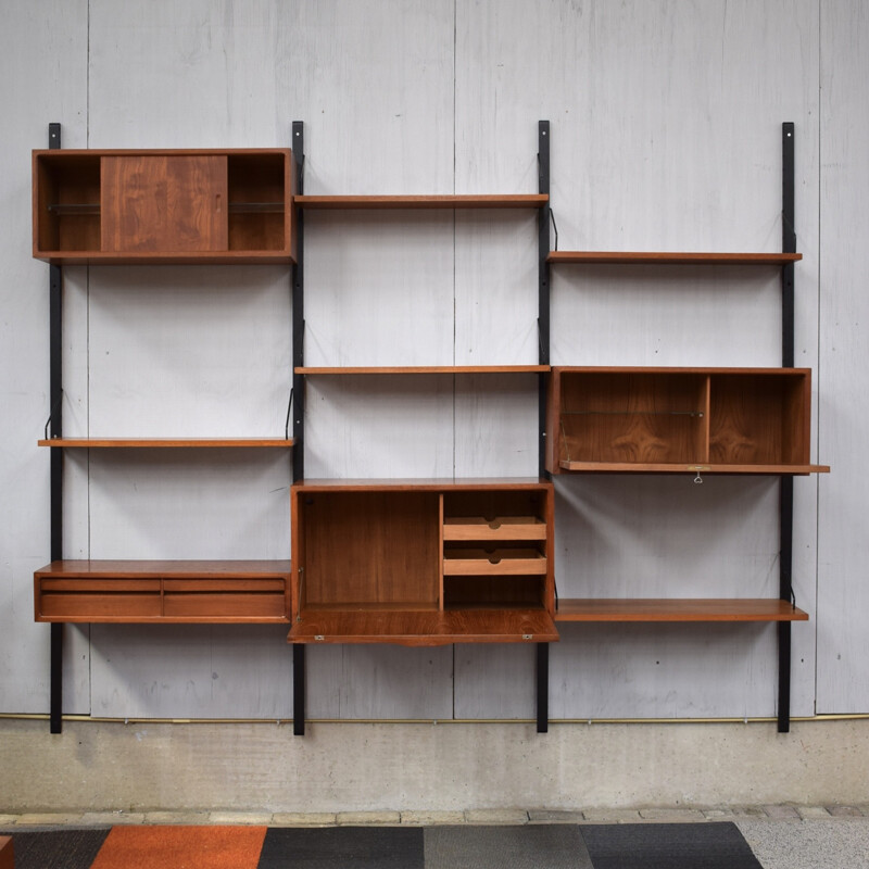 Vintage wall unit in teak by Poul Cadovius - 1950s