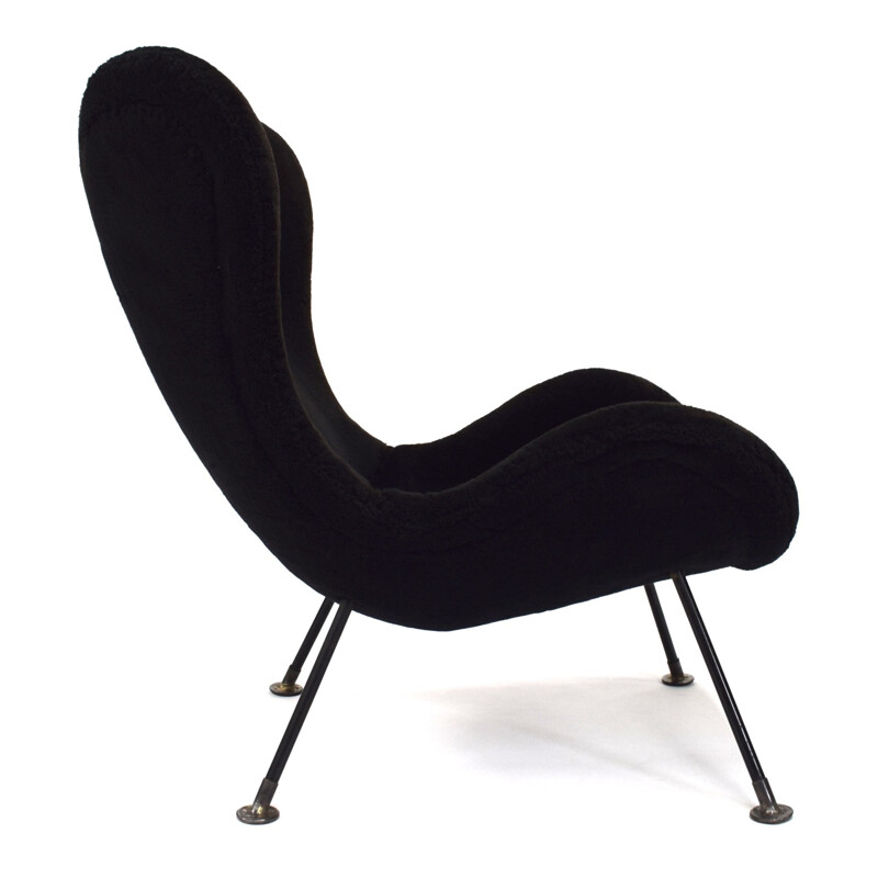 Vintage black lounge chair by Fritz Neth for Correcta - 1950s