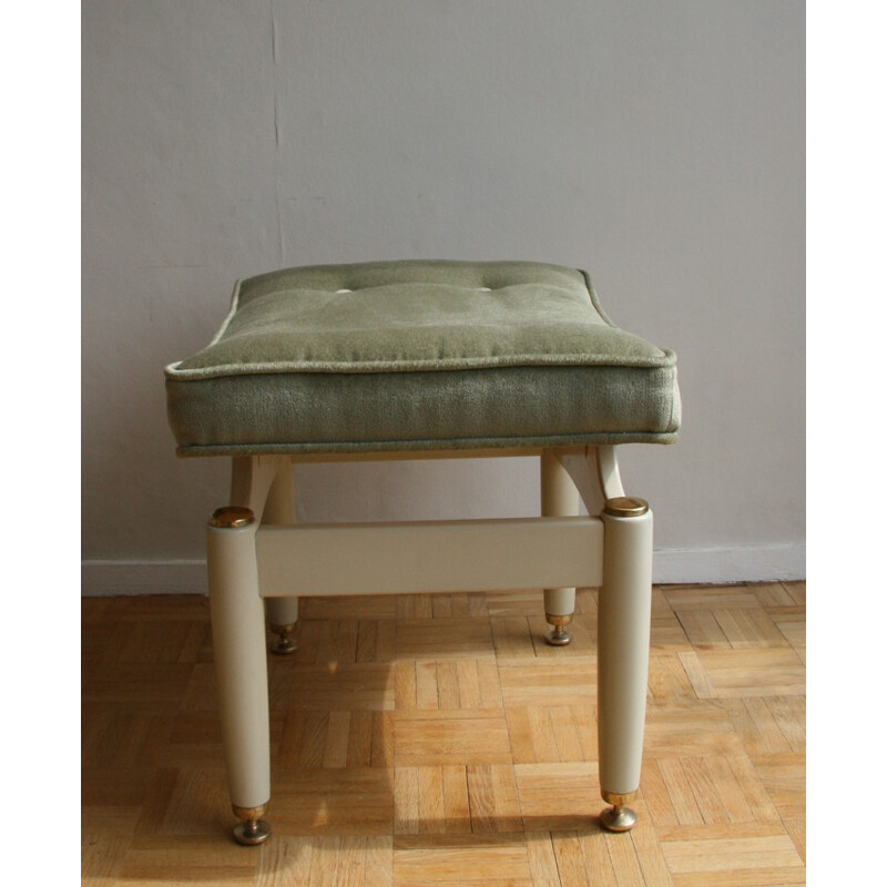 Almond G-Plan velvet stool by E.Gum - 1950s