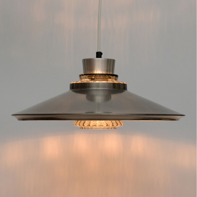 Danish Vintage pendant Lamp in aluminium and glass - 1960s