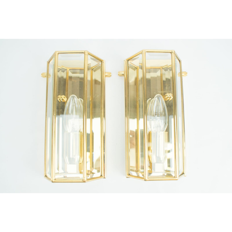 Set of 2 Golden Wall Lamps from Limburg - 1960s