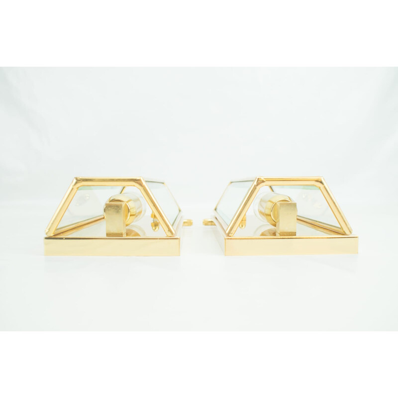 Set of 2 Golden Wall Lamps from Limburg - 1960s